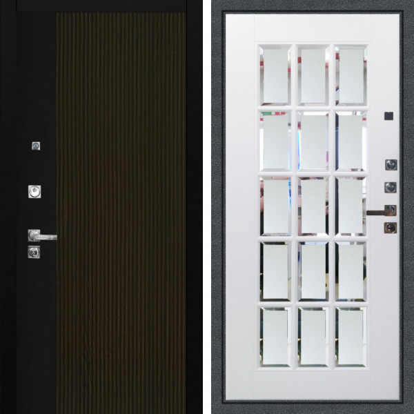 Входная дверь Аргус ЛЮКС 3К ПРО Рокси Дуб рейка морение + Мэрелин Софт милк с фацетом и пескоструем