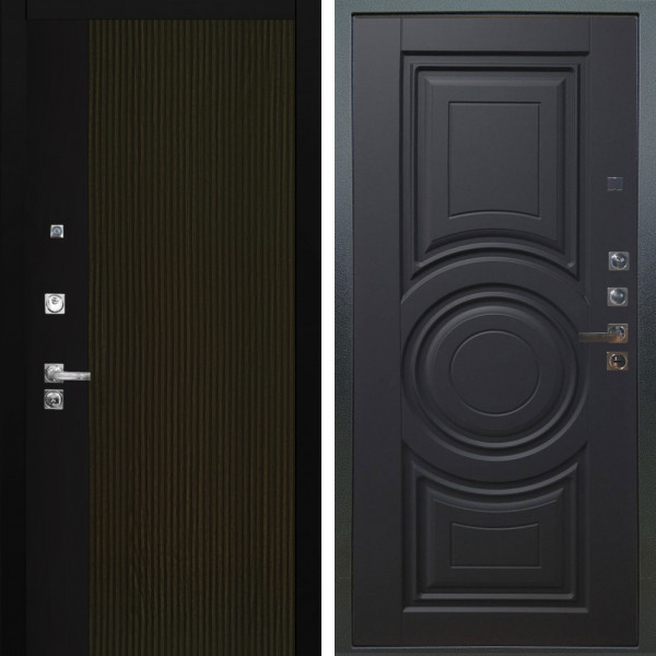 Входная дверь Аргус ЛЮКС 3К ПРО Рокси Дуб рейка морение + Могадиш Черный софт