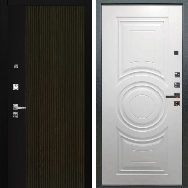 Входная дверь Аргус ЛЮКС 3К ПРО Рокси Дуб рейка морение + Могадиш Софт милк