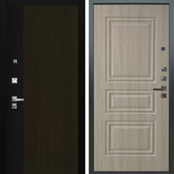 Входная дверь Аргус ЛЮКС 3К ПРО Рокси Дуб рейка морение + Скиф Дуб филадельфия крем