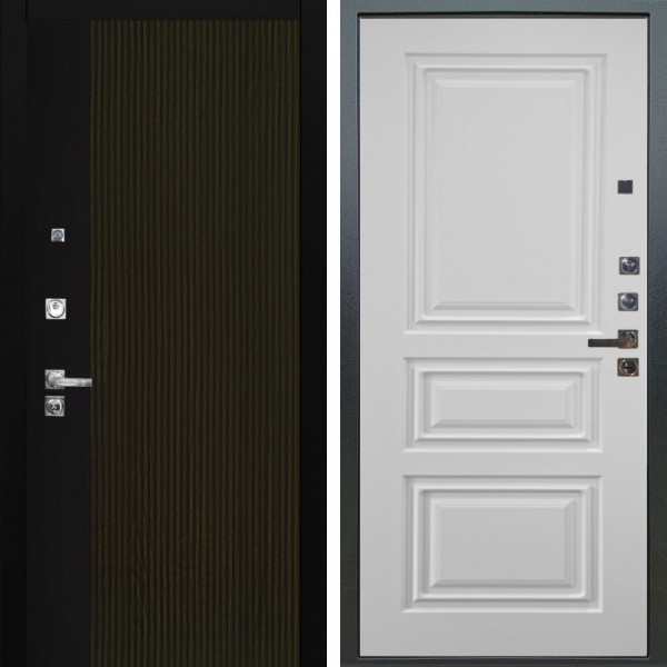 Входная дверь Аргус ЛЮКС 3К ПРО Рокси Дуб рейка морение + Скиф Софт милк