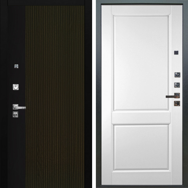 Входная дверь Аргус ЛЮКС 3К ПРО Рокси Дуб рейка морение + Соренто Белая эмаль