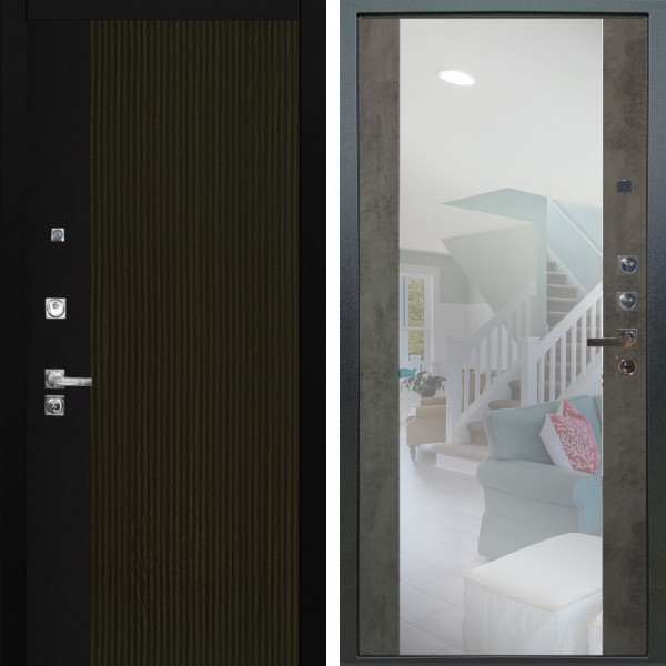 Входная дверь Аргус ЛЮКС 3К ПРО Рокси Дуб рейка морение + Вояж Светлый бетон