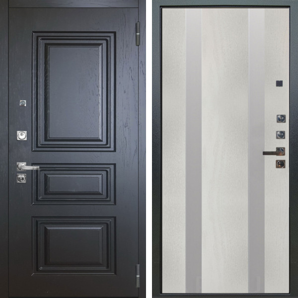 Входная дверь Аргус ЛЮКС 3К ПРО Скиф Горький шоколад + Дуэт Белое дерево вставки Изабель