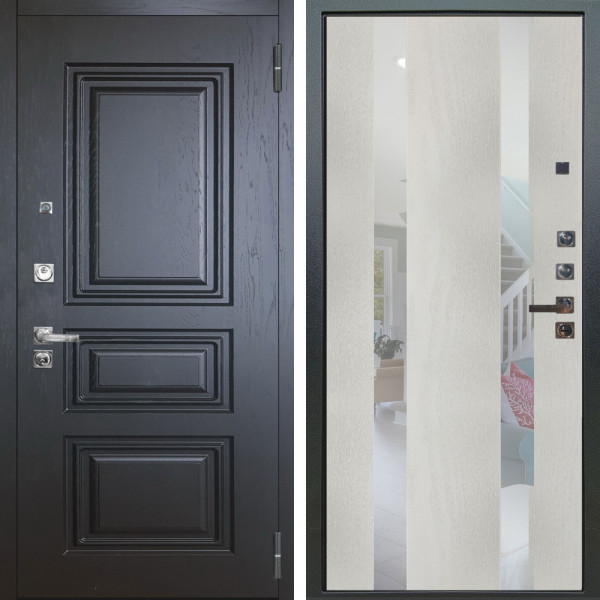 Входная дверь Аргус ЛЮКС 3К ПРО Скиф Горький шоколад + Дуэт Белое дерево вставки Николь