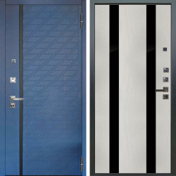 Входная дверь Аргус ЛЮКС 3К ПРО Тори Синий софт + Дуэт Белое дерево вставки Кензо