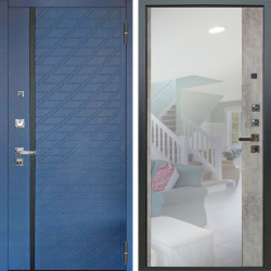 Входная дверь Аргус ЛЮКС 3К ПРО Тори Синий софт + Магнум Светлый бетон