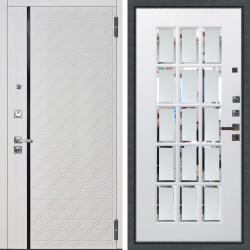 Входная дверь Аргус ЛЮКС 3К ПРО Тори Софт милк + Мэрелин Софт милк с фацетом и пескоструем