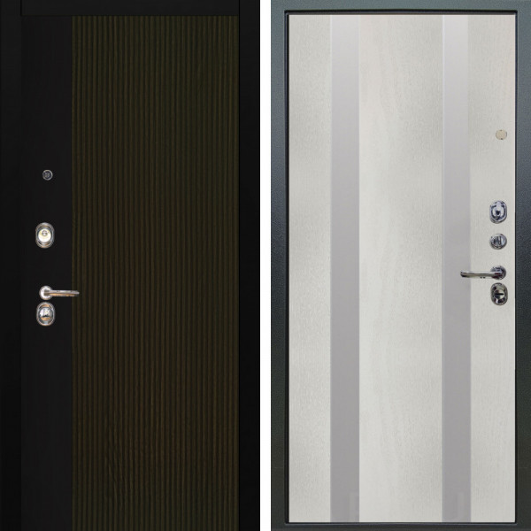 Входная дверь Аргус ЛЮКС 3К Рокси Дуб рейка морение + Дуэт Белое дерево вставки Изабель