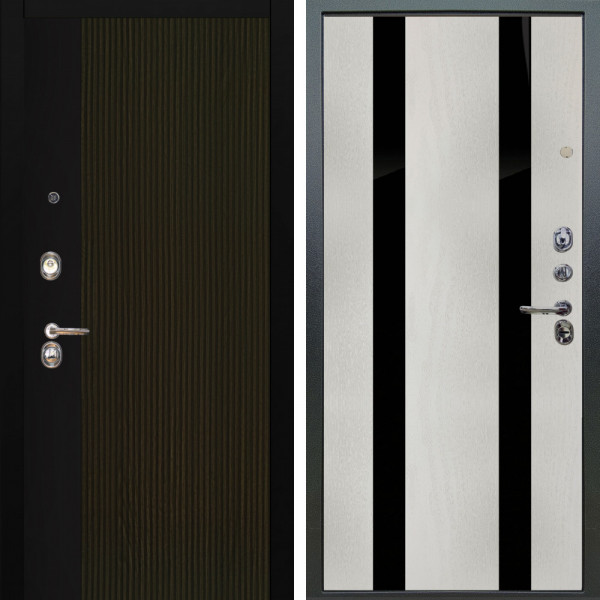 Входная дверь Аргус ЛЮКС 3К Рокси Дуб рейка морение + Дуэт Белое дерево вставки Кензо