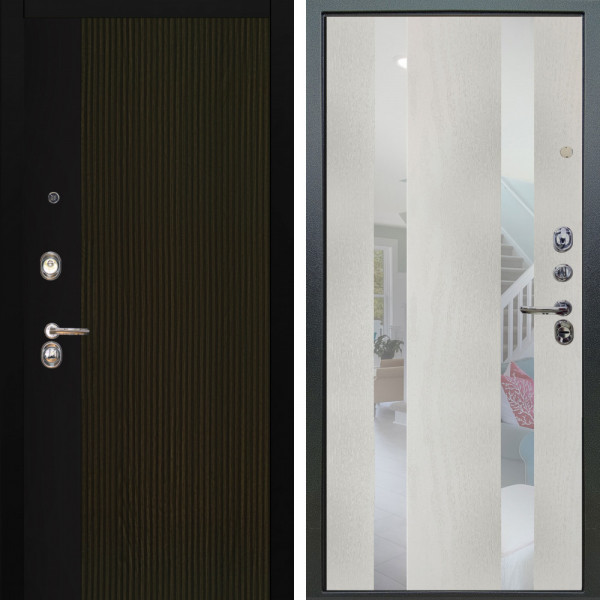 Входная дверь Аргус ЛЮКС 3К Рокси Дуб рейка морение + Дуэт белое дерево вставки Николь