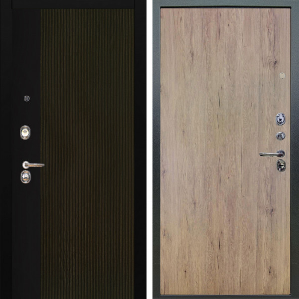 Входная дверь Аргус ЛЮКС 3К Рокси Дуб рейка морение + Элегант Рустик соломенный