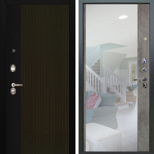 Входная дверь Аргус ЛЮКС 3К Рокси Дуб рейка морение + Магнум Светлый бетон