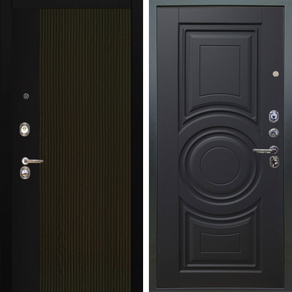 Входная дверь Аргус ЛЮКС 3К Рокси Дуб рейка морение + Могадиш Черный софт