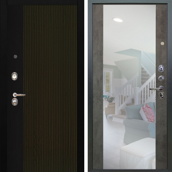 Входная дверь Аргус ЛЮКС 3К Рокси Дуб рейка морение + Вояж Светлый бетон