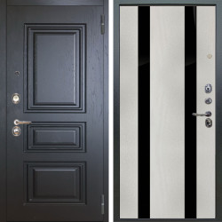 Входная дверь Аргус ЛЮКС 3К Скиф Горький Шоколад + Дуэт Белое дерево вставки Кензо