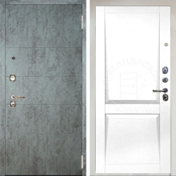 Входная дверь Аргус ЛЮКС 3К Снежно-белый Агат Темный бетон + Ариана Белая эмаль