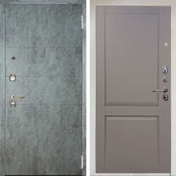 Входная дверь Аргус ЛЮКС 3К Снежно-белый Агат Темный бетон + Ариана Серая эмаль