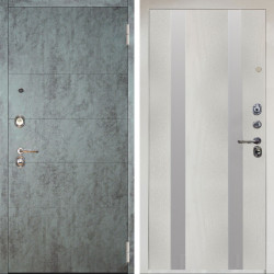 Входная дверь Аргус ЛЮКС 3К Снежно-белый Агат Темный бетон + Дуэт Белое дерево вставки Изабель