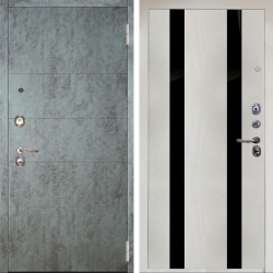 Входная дверь Аргус ЛЮКС 3К Снежно-белый Агат Темный бетон + Дуэт Белое дерево вставки кензо