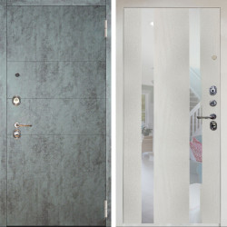 Входная дверь Аргус ЛЮКС 3К Снежно-белый Агат Темный бетон + Дуэт Белое дерево вставки Николь