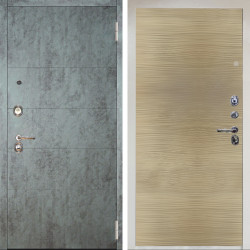 Входная дверь Аргус ЛЮКС 3К Снежно-белый Агат Темный бетон + Элегант Дорс светлый горизонт