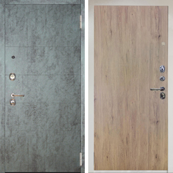 Входная дверь Аргус ЛЮКС 3К Снежно-белый Агат Темный бетон + Элегант Рустик соломенный