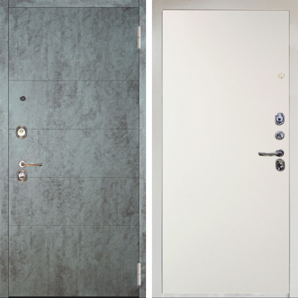 Входная дверь Аргус ЛЮКС 3К Снежно-белый Агат Темный бетон + Элегант Софт милк