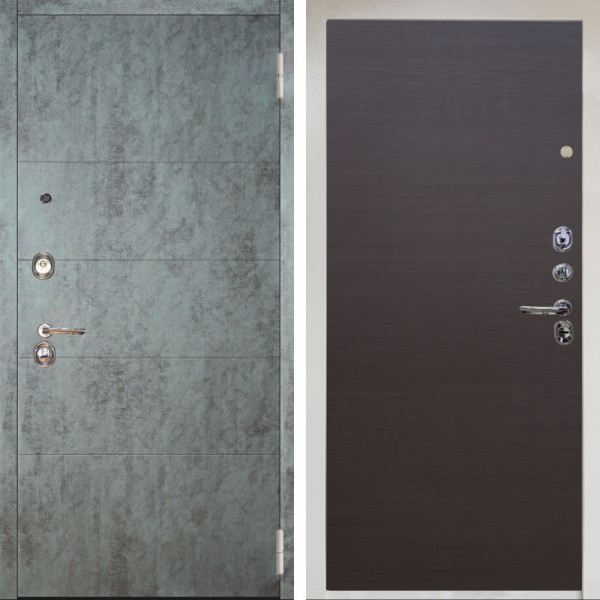 Входная дверь Аргус ЛЮКС 3К Снежно-белый Агат Темный бетон + Элегант Венге горизонт
