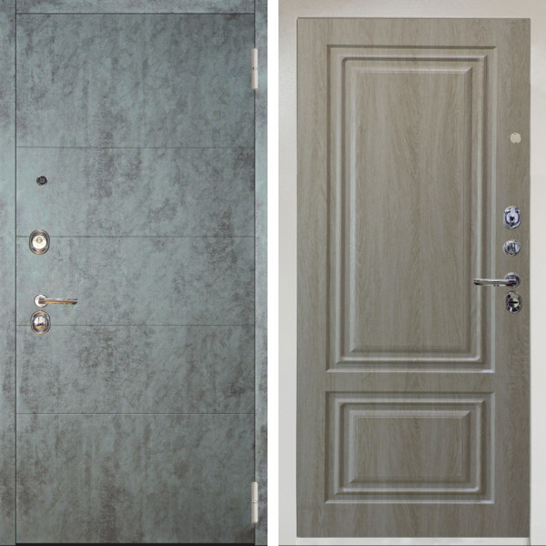 Входная дверь Аргус ЛЮКС 3К Снежно-белый Агат Темный бетон + Элион Дуб филадельфия крем