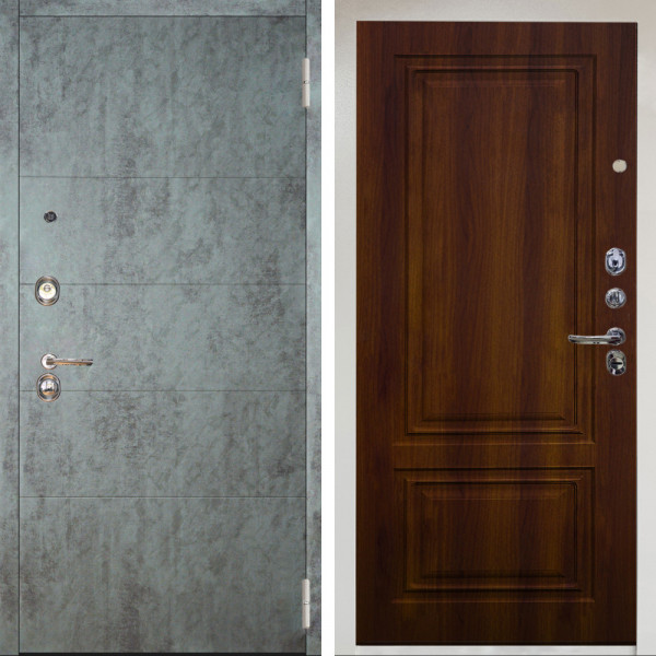 Входная дверь Аргус ЛЮКС 3К Снежно-белый Агат Темный бетон + Элион дуб рустикальный