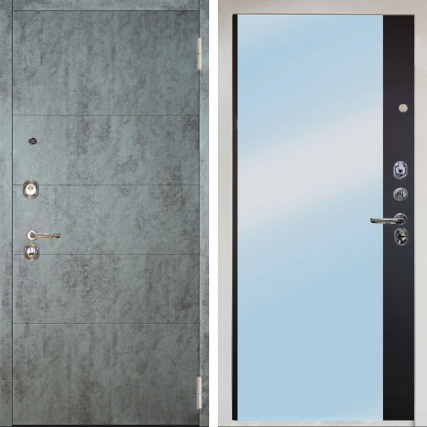 Входная дверь Аргус ЛЮКС 3К Снежно-белый Агат Темный бетон + Магнум Черный софт