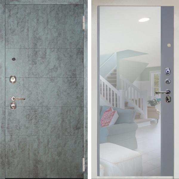 Входная дверь Аргус ЛЮКС 3К Снежно-белый Агат Темный бетон + Магнум Силк маус