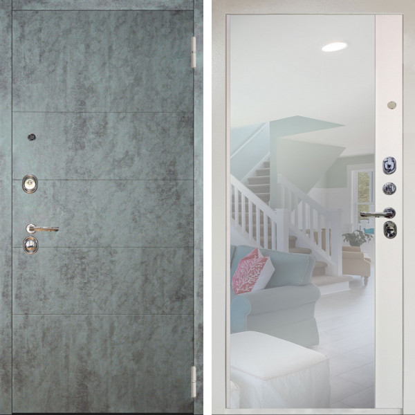 Входная дверь Аргус ЛЮКС 3К Снежно-белый Агат Темный бетон + Магнум Софт милк