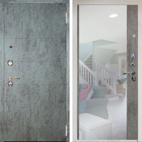 Входная дверь Аргус ЛЮКС 3К Снежно-белый Агат Темный бетон + Магнум Светлый бетон