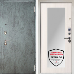 Входная дверь Аргус ЛЮКС 3К Снежно-белый Агат Темный бетон + Милли Ларче светлый