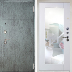 Входная дверь Аргус ЛЮКС 3К Снежно-белый Агат Темный бетон + Милли Роял вуд белый