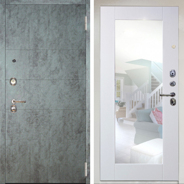 Входная дверь Аргус ЛЮКС 3К Снежно-белый Агат Темный бетон + Милли Роял вуд белый