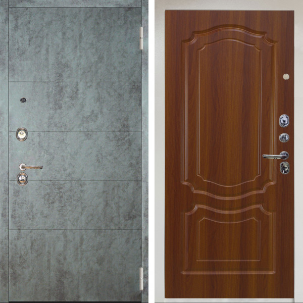 Входная дверь Аргус ЛЮКС 3К Снежно-белый Агат Темный бетон + Мишель Дуб рустикальный