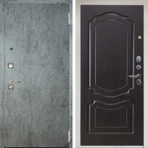 Входная дверь Аргус ЛЮКС 3К Снежно-белый Агат Темный бетон + Мишель Венге