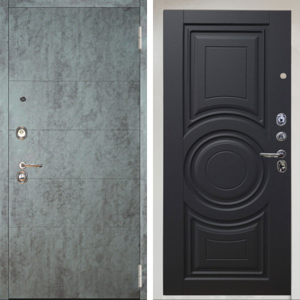 Входная дверь Аргус ЛЮКС 3К Снежно-белый Агат Темный бетон + Могадиш Черный софт