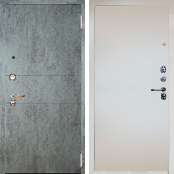 Входная дверь Аргус ЛЮКС 3К Снежно-белый Агат Темный бетон + Под покраску