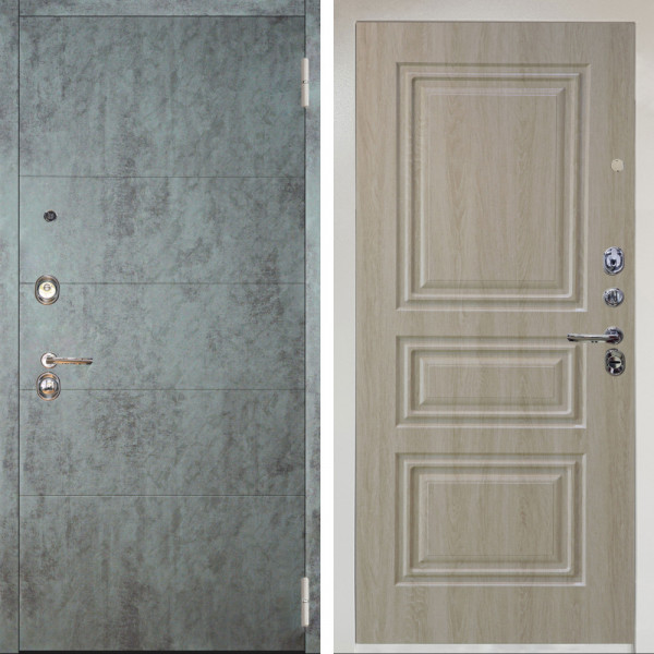 Входная дверь Аргус ЛЮКС 3К Снежно-белый Агат Темный бетон + Скиф Дуб филадельфия крем