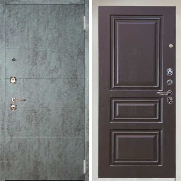 Входная дверь Аргус ЛЮКС 3К Снежно-белый Агат Темный бетон + Скиф Горький шоколад
