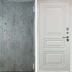 Входная дверь Аргус ЛЮКС 3К Снежно-белый Агат Темный бетон + Скиф Софт милк