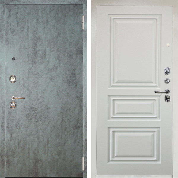 Входная дверь Аргус ЛЮКС 3К Снежно-белый Агат Темный бетон + Скиф Софт милк