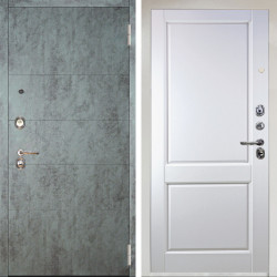 Входная дверь Аргус ЛЮКС 3К Снежно-белый Агат Темный бетон + Соренто Белая эмаль