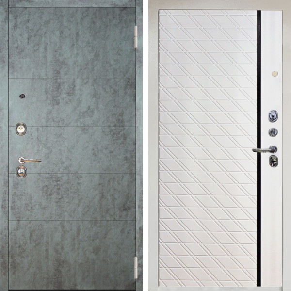 Входная дверь Аргус ЛЮКС 3К Снежно-белый Агат Темный бетон + Тори Софт милк