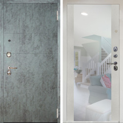 Входная дверь Аргус ЛЮКС 3К Снежно-белый Агат Темный бетон + Вояж Белое дерево