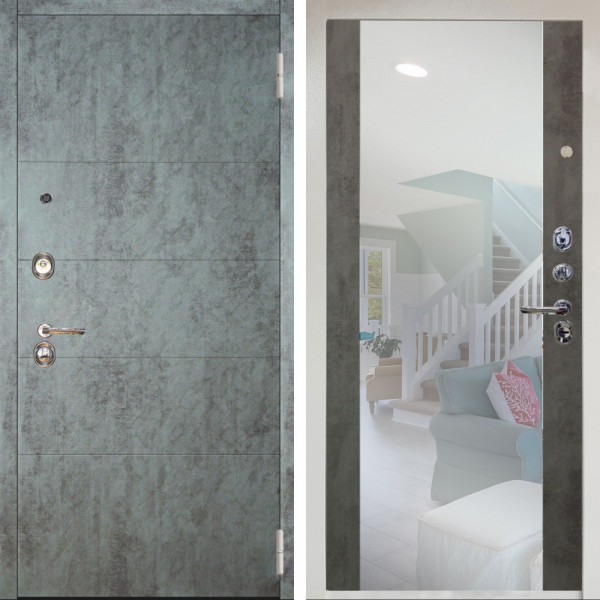 Входная дверь Аргус ЛЮКС 3К Снежно-белый Агат Темный бетон + Вояж Светлый бетон